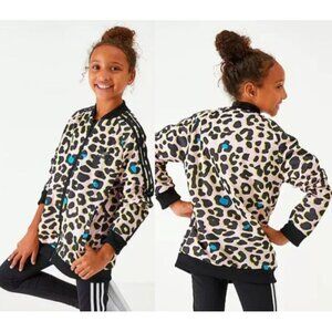 Adidas Originals Kids Girls Leopard Print Full-Zip Track Top Jacket Size Large
